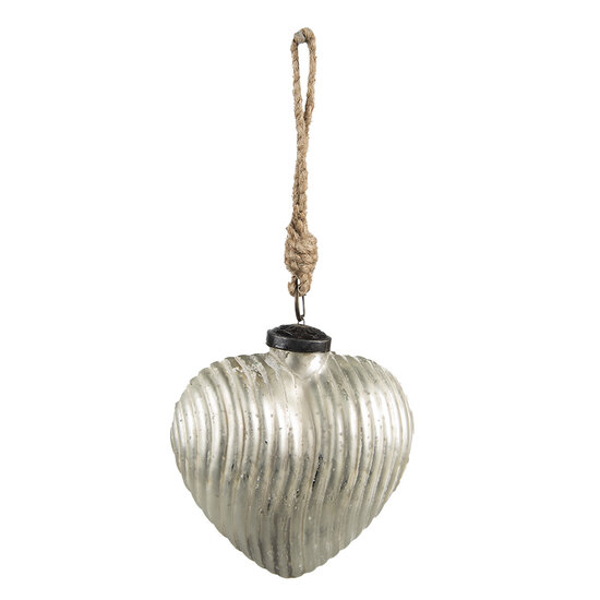 Clayre & Eef | Kerstbal Zilverkleurig 11x5x12 cm | 6GL3879