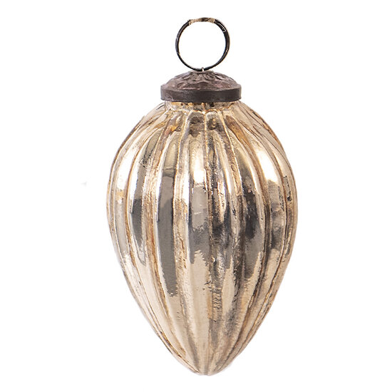 Clayre & Eef | Kerstbal Goudkleurig ø 7x11 cm | 6GL3882