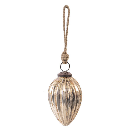 Clayre & Eef | Kerstbal Goudkleurig ø 7x11 cm | 6GL3882