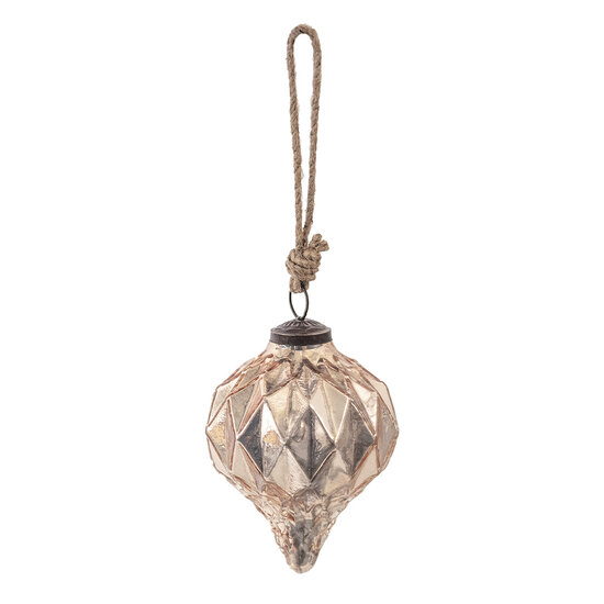 Clayre & Eef | Kerstbal Goudkleurig ø 9x12 cm | 6GL3893
