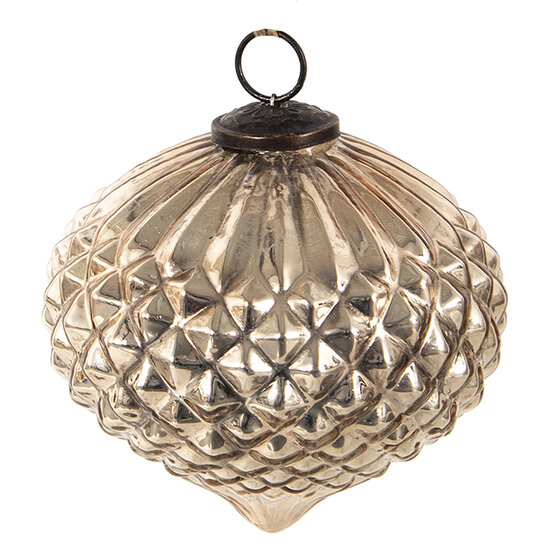 Clayre & Eef | Kerstbal Zilverkleurig ø 15x15 cm | 6GL3895