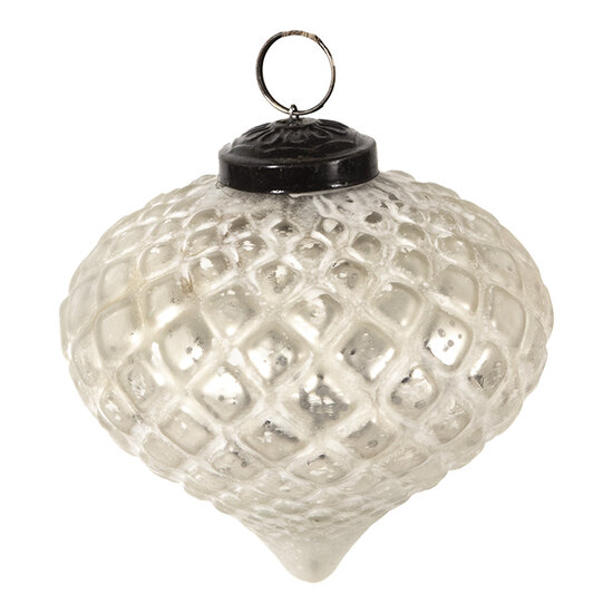 Clayre & Eef | Kerstbal Zilverkleurig ø 10x11 cm | 6GL3898