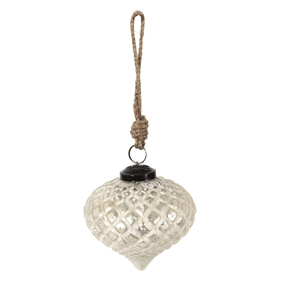 Clayre & Eef | Kerstbal Zilverkleurig ø 10x11 cm | 6GL3898