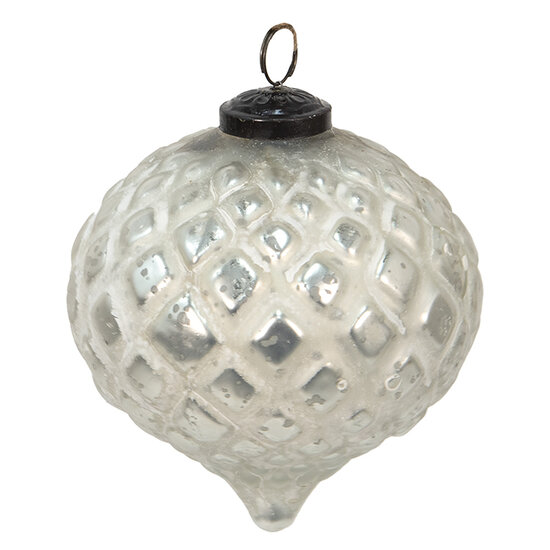 Clayre & Eef | Kerstbal Zilverkleurig ø 12x13 cm | 6GL3899