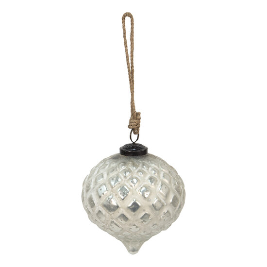 Clayre & Eef | Kerstbal Zilverkleurig ø 12x13 cm | 6GL3899