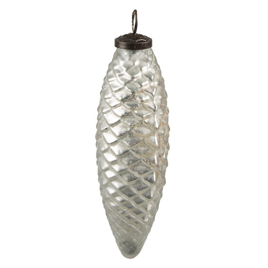 Clayre & Eef | Kerstbal Zilverkleurig ø 6x17 cm | 6GL3900