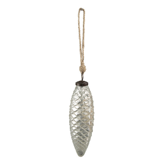 Clayre & Eef | Kerstbal Zilverkleurig ø 6x17 cm | 6GL3900