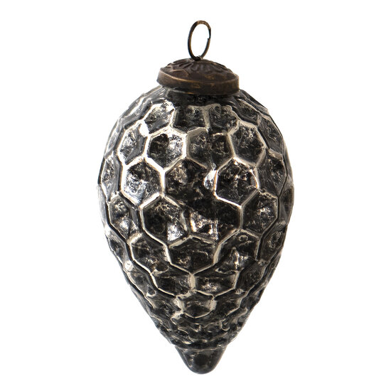 Clayre & Eef | Kerstbal Zwart ø 7x12 cm | 6GL3912