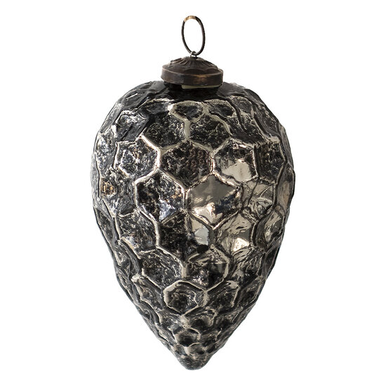 Clayre & Eef | Kerstbal Zwart ø 9x15 cm | 6GL3913