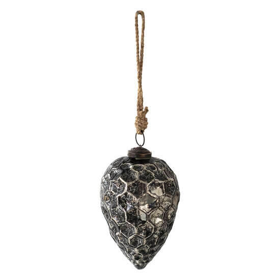 Clayre & Eef | Kerstbal Zwart ø 9x15 cm | 6GL3913