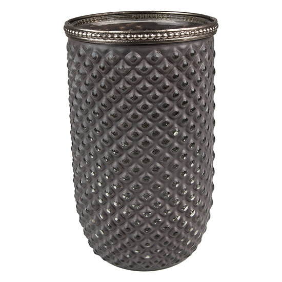 Clayre & Eef | Glazen Theelichthouder Grijs ø 10x17 cm | 6GL3971