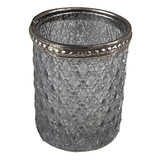 Clayre & Eef | Glazen Theelichthouder Grijs ø 6x6 cm | 6GL3977