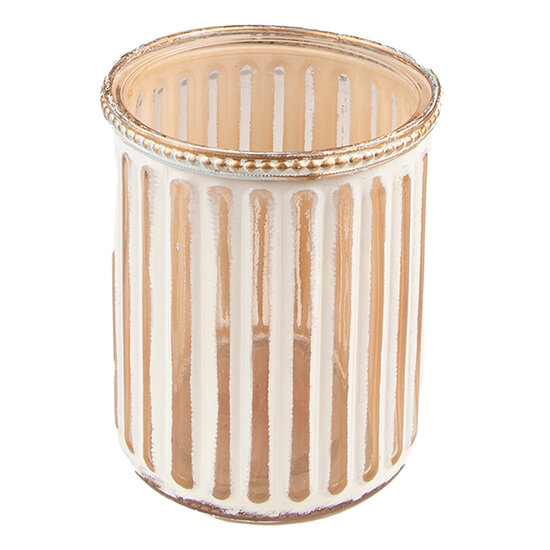 Clayre & Eef | Glazen Theelichthouder Beige ø 10x11 cm | 6GL3998