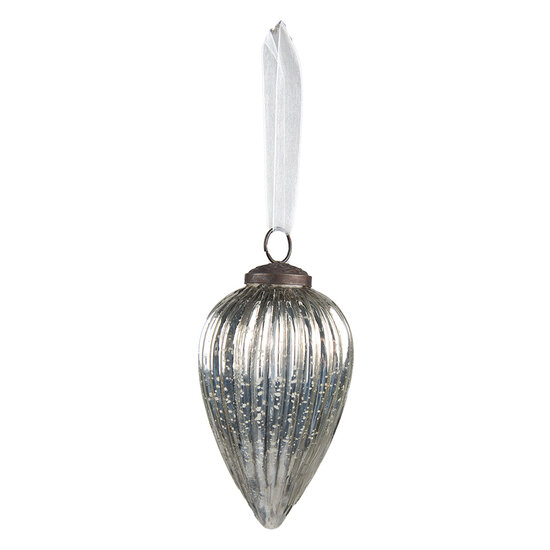 Clayre & Eef | Kerstbal Zilverkleurig ø 6x12 cm | 6GL4008