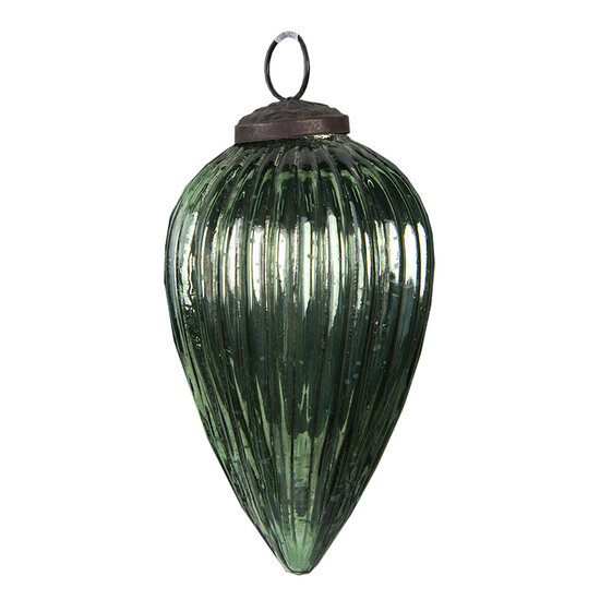 Clayre & Eef | Kerstbal Groen ø 6x10 cm | 6GL4015