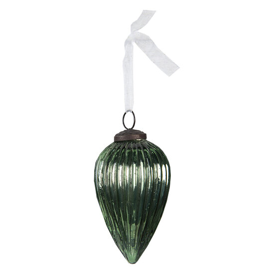 Clayre & Eef | Kerstbal Groen ø 6x10 cm | 6GL4015
