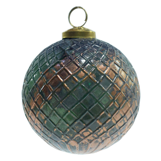 Clayre & Eef | Kerstbal Groen, Bruin ø 10x10 cm | 6GL4043