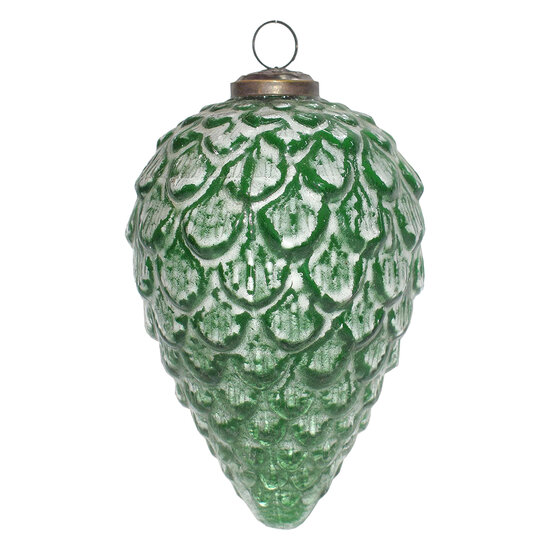 Clayre & Eef | Kerstbal Groen ø 10x16 cm | 6GL4044