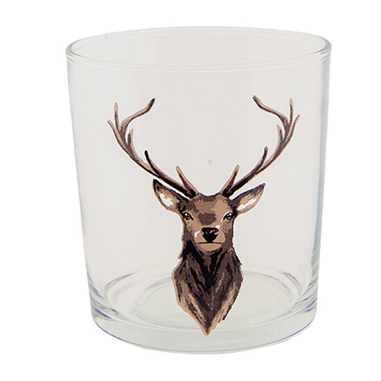 Clayre & Eef | Waterglas Transparant Bruin ø 8x9 cm / 250 ml | 6GL4084