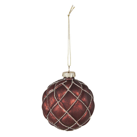 Clayre & Eef | Kerstballen set van 2 Rood ø 8x8 cm | 6GL4118