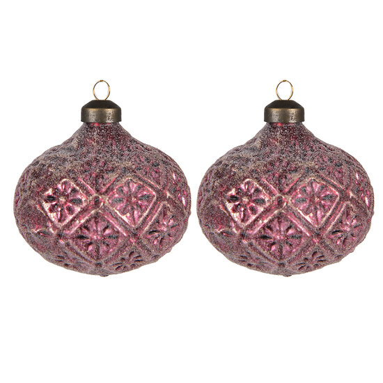 Clayre & Eef | Kerstballen set van 2 Rood ø 10x11 cm | 6GL4120