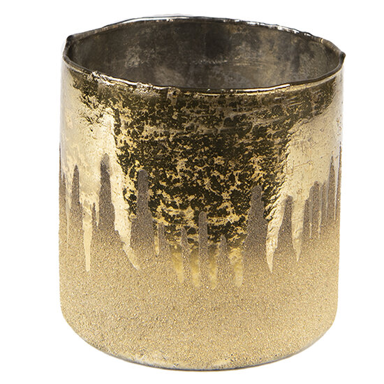 Clayre & Eef | Glazen Theelichthouder Goudkleurig ø 10x10 cm | 6GL4273
