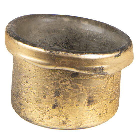 Clayre & Eef | Glazen Theelichthouder Goudkleurig ø 8x6 cm | 6GL4276