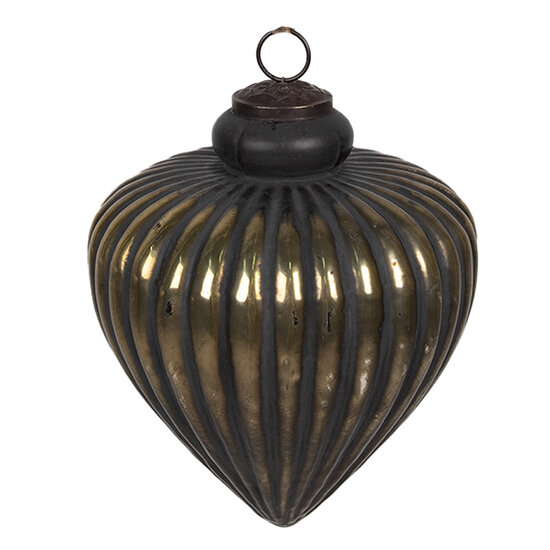 Clayre & Eef | Kerstbal Zwart, Goudkleurig ø 7x8 cm | 6GL4312