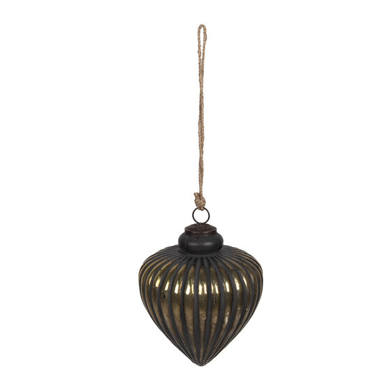 Clayre & Eef | Kerstbal Zwart, Goudkleurig ø 10x9 cm | 6GL4313