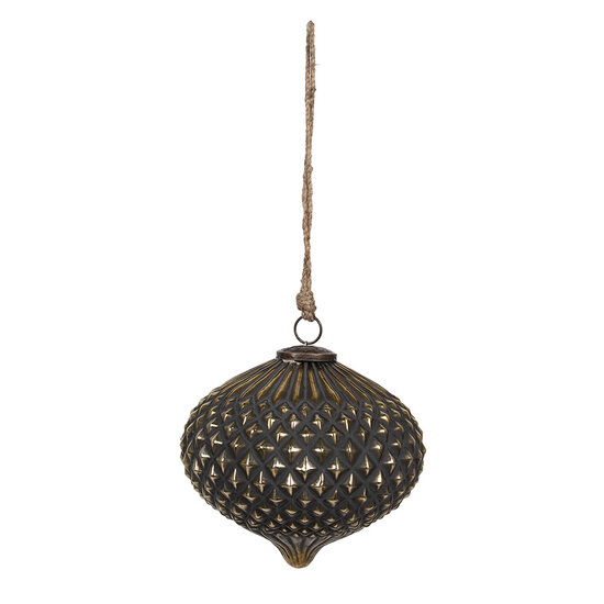 Clayre & Eef | Kerstbal Zwart ø 10x13 cm | 6GL4317
