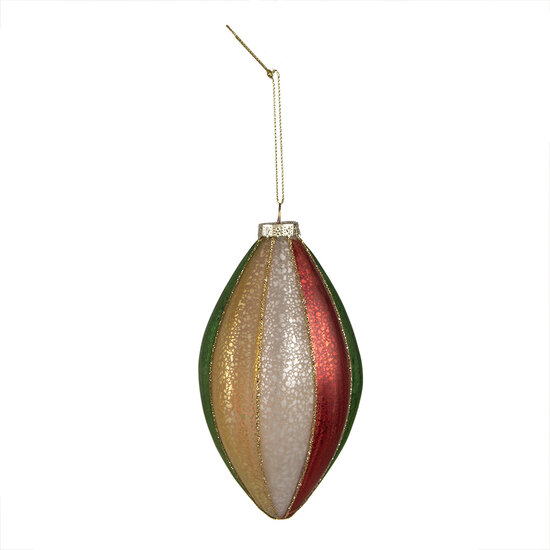 Clayre & Eef | Kerstbal Rood Groen ø 8x15 cm | 6GL4340