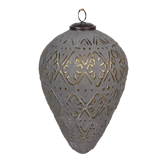 Clayre & Eef | Kerstbal Grijs ø 13x21 cm | 6GL4361M