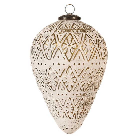 Clayre & Eef | Kerstbal Wit ø 13x21 cm | 6GL4362M