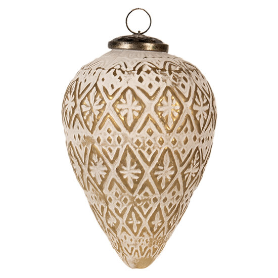 Clayre & Eef | Kerstbal Wit ø 10x15 cm | 6GL4362S