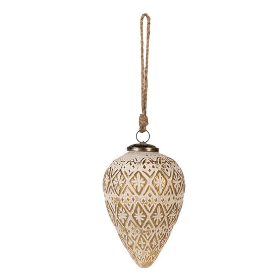 Clayre & Eef | Kerstbal Wit ø 10x15 cm | 6GL4362S