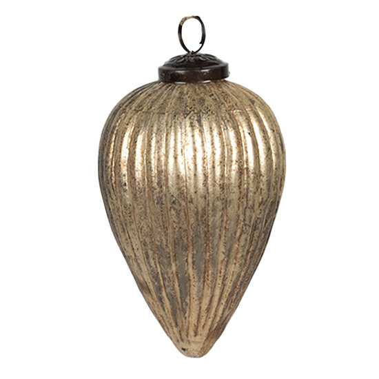 Clayre & Eef | Kerstbal Goudkleurig ø 9x14 cm | 6GL4364M