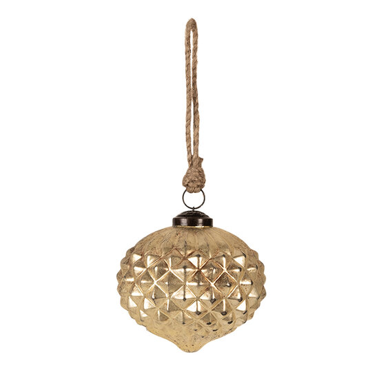 Clayre & Eef | Kerstbal Goudkleurig ø 10x10 cm | 6GL4365S