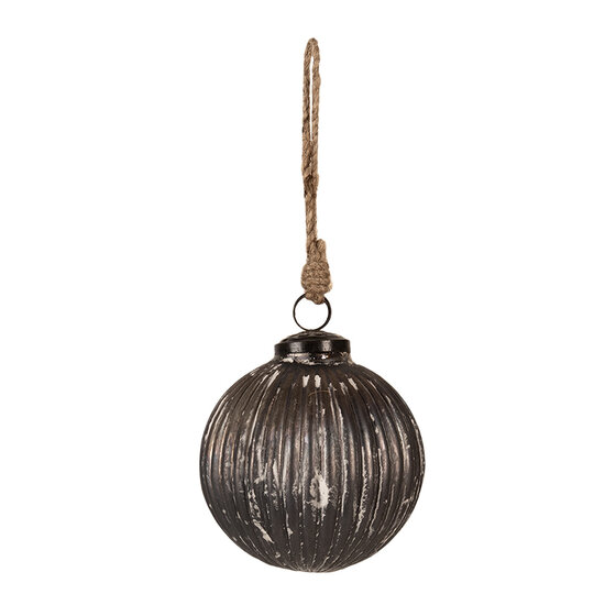 Clayre & Eef | Kerstbal Grijs ø 10x10 cm | 6GL4366M