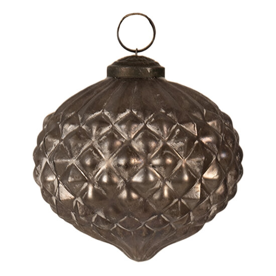 Clayre & Eef | Kerstbal Grijs ø 10x10 cm | 6GL4367M