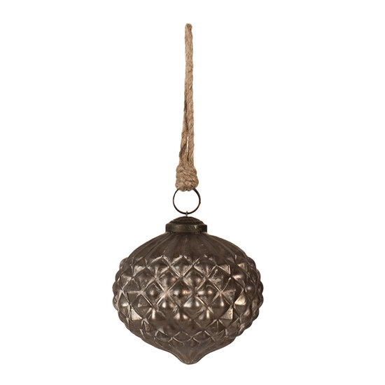 Clayre & Eef | Kerstbal Grijs ø 10x10 cm | 6GL4367M