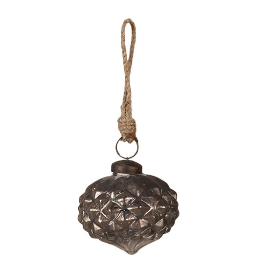 Clayre & Eef | Kerstbal Grijs ø 8x8 cm | 6GL4367S