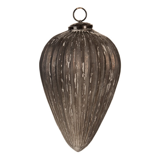 Clayre & Eef | Kerstbal Grijs ø 14x19 cm | 6GL4368M