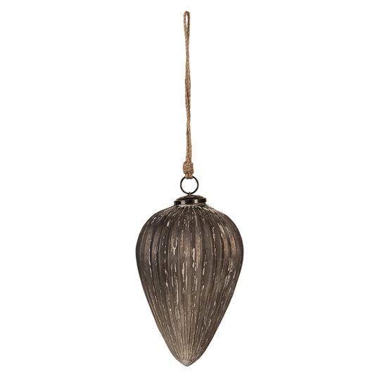 Clayre & Eef | Kerstbal Grijs ø 14x19 cm | 6GL4368M