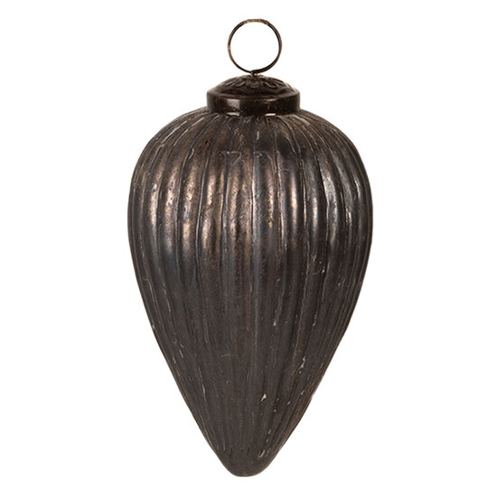 Clayre & Eef | Kerstbal Grijs ø 9x14 cm | 6GL4368S