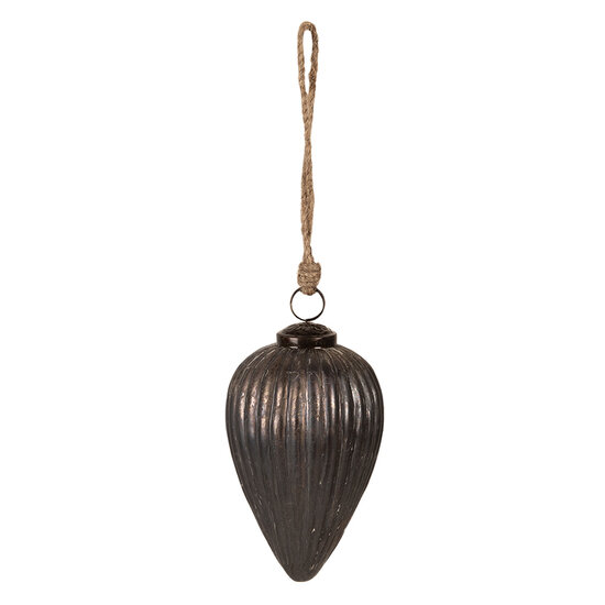 Clayre & Eef | Kerstbal Grijs ø 9x14 cm | 6GL4368S