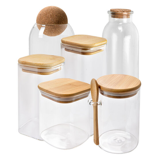 Clayre & Eef | Voorraadpot Deksel Transparant 6x6x15 cm | 6GL4419