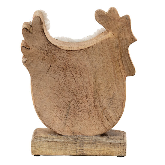 Clayre & Eef | Decoratie Beeld Haan Wit, Bruin 15x5x19 cm | 6H2162M