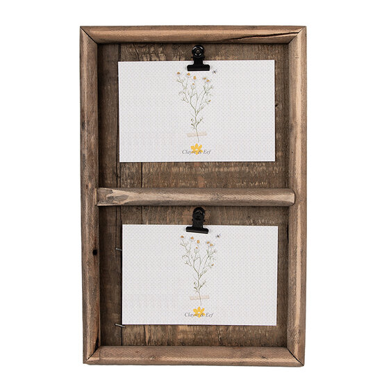 Clayre & Eef | Fotolijst met Klemmen Bruin 20x3x30 cm | 6H2363