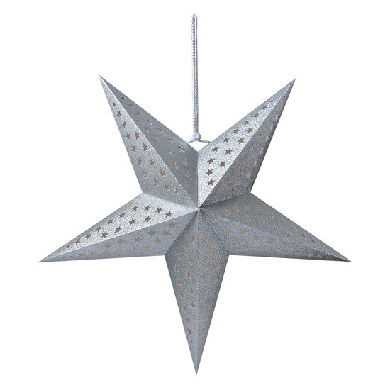 Clayre & Eef | Kerstdecoratie Ster zilverkleurig 60x22x60 cm | 6PA0512LZI