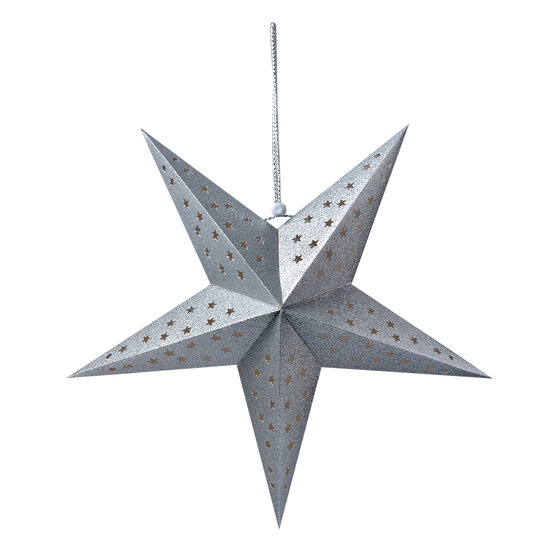 Clayre & Eef | Kerstdecoratie Ster zilverkleurig 45x15x45 cm | 6PA0512MZI